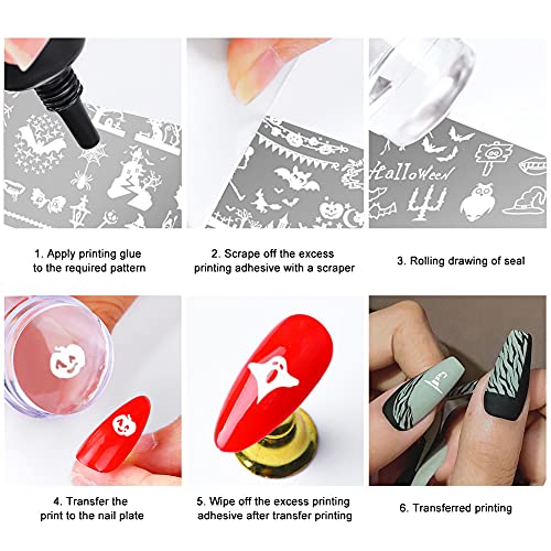 8Pcs Nail Stamping Plate, Maniküre Stempel Schablonen, Nail Art Plates Nagelstempel Maniküre Tool Kit für DIY… – Bild 5