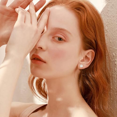 SMILEST 0.6-3ct Princess Cut Moissanite Earrings for Women, D Color VVS1 Clarity Lab Created Moissanite Earrings 14K White Yellow Rose Gold Black Ruthenium Vermeil Solitaire Moissanite Stud Earrings4