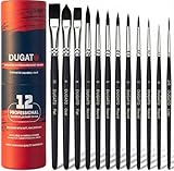 Watercolor Brushes Professional, DUGATO 12pc Artist Paint Brush Set - Synthetic Bristles (Round, Flat, Liner...