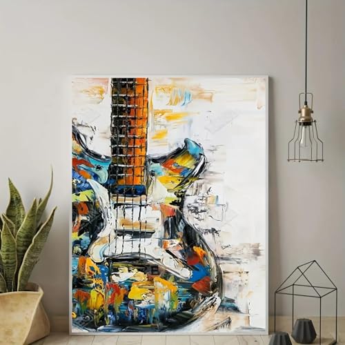 Instrument de musique affiche tableau guitare abstrait cadre 30x40