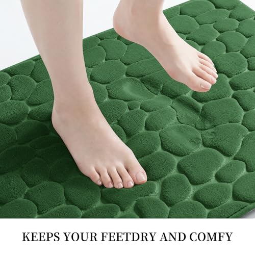 YIHOUSE Memory Foam Bath Mat Cobblestone Bathroom Rugs Super Water Absorbent Bath Mats for Bathroom Machine Washable Bath Rugs(20 x 32,Green) - image 4