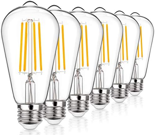 Vintage LED Edison Filament Bulb 4W E27 400LM ST64 Warm White 2700K 6-Pack
