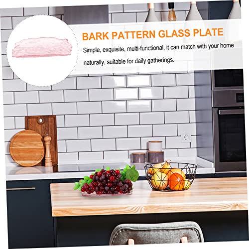 Veemoon 1Pc Platter Stand Glass Serving Decorative Cookies For Dish Salad Snack Pastries Creative Breakfast Side Dinner Cuakes Display Pink Tableware Dessert Sushi Tray Japanese Retangle #TOP6