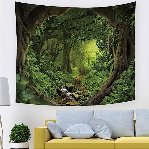 Tapisserie pour Chambre et Salon Grand Modèle Forêt Tropicale Style 2 Vert - 4