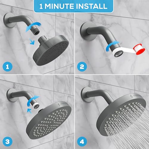 SparkPod Shower Head - High Pressure Rain - Premium Quality Luxury Design - 1-Min Install - Easy Clean Adjustable Replacement for Your Bathroom Shower Heads - Image 6