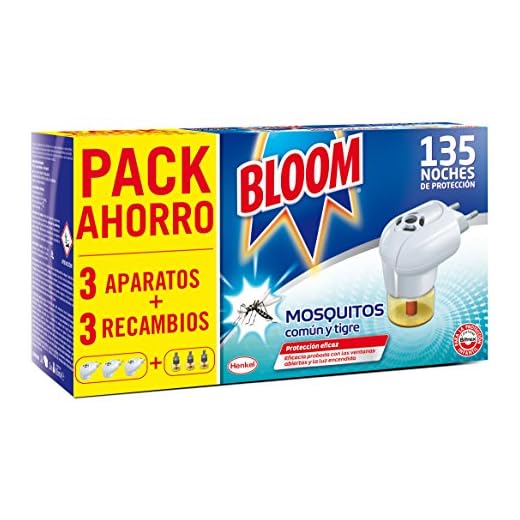 Bloom Electrico Líquido contra mosquitos común y tigre 3 Aparatos + 3 Recambios