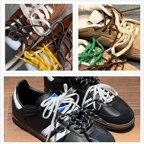Image of 4Pcs Mixed Color Shoe Laces for Sneaker, Flat Leather Round Shoelaces Replacement Laces kit