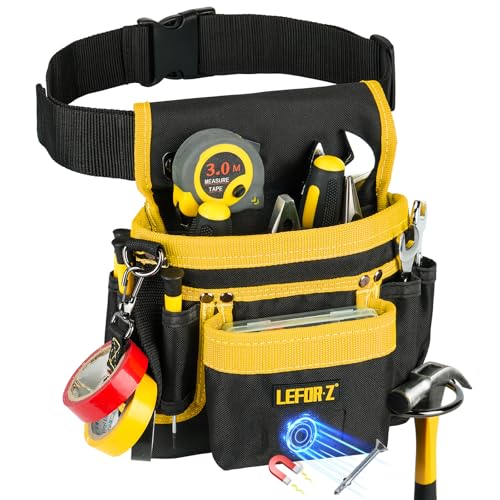 Werkzeuggürtel,Magnetische Werkzeugtasche mit 14 Taschen,Werkzeuggürtel Herren,Abnehmbare und Verstellbare Werkzeugtasche Gürtel für Elektriker,Tischler,Bauarbeiter,Schwarz Gelb