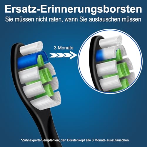 16er Precision Clean Ersatzbürsten Kompatibel mit Philips Sonicare Schallzahnbürste, 8er Schwarz und 8er Weiß Bürstenköpfe. – Bild 6