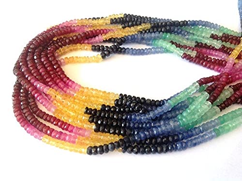 Multi saphir naturel de 3mm perles micro facettées pour bijoux DIY