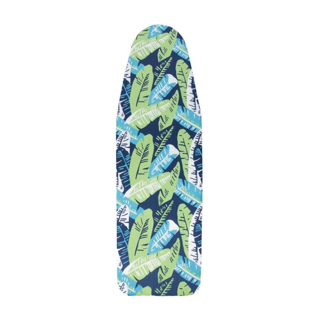 DURA HOME Premium Ironing Board Cover โ 2 sizes, 100% Cotton + 3 mm Foam Pad โ Heat-Reflective, with Adjustable Drawstring Fastener (Leaves, L (148x52 cm))