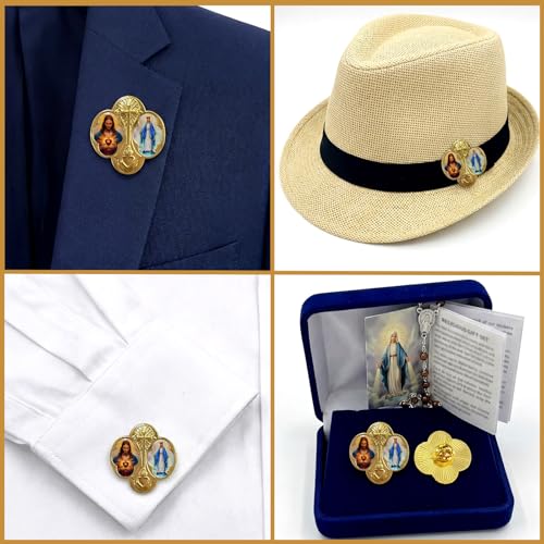 Image of Yinkin 24 Pcs Catholic Pins First Communion Lapel Pins Gold Toned Gifts Bulk Minister Catholic Religious Medal Christian Jewelry First Holy Communion Gifts Inspirational Spiritual Stuff