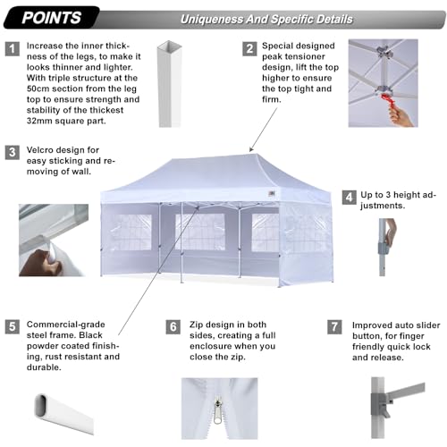 Image of ABCCANOPY Pop up Canopy Tent with Elegant Church Window 10X20,White