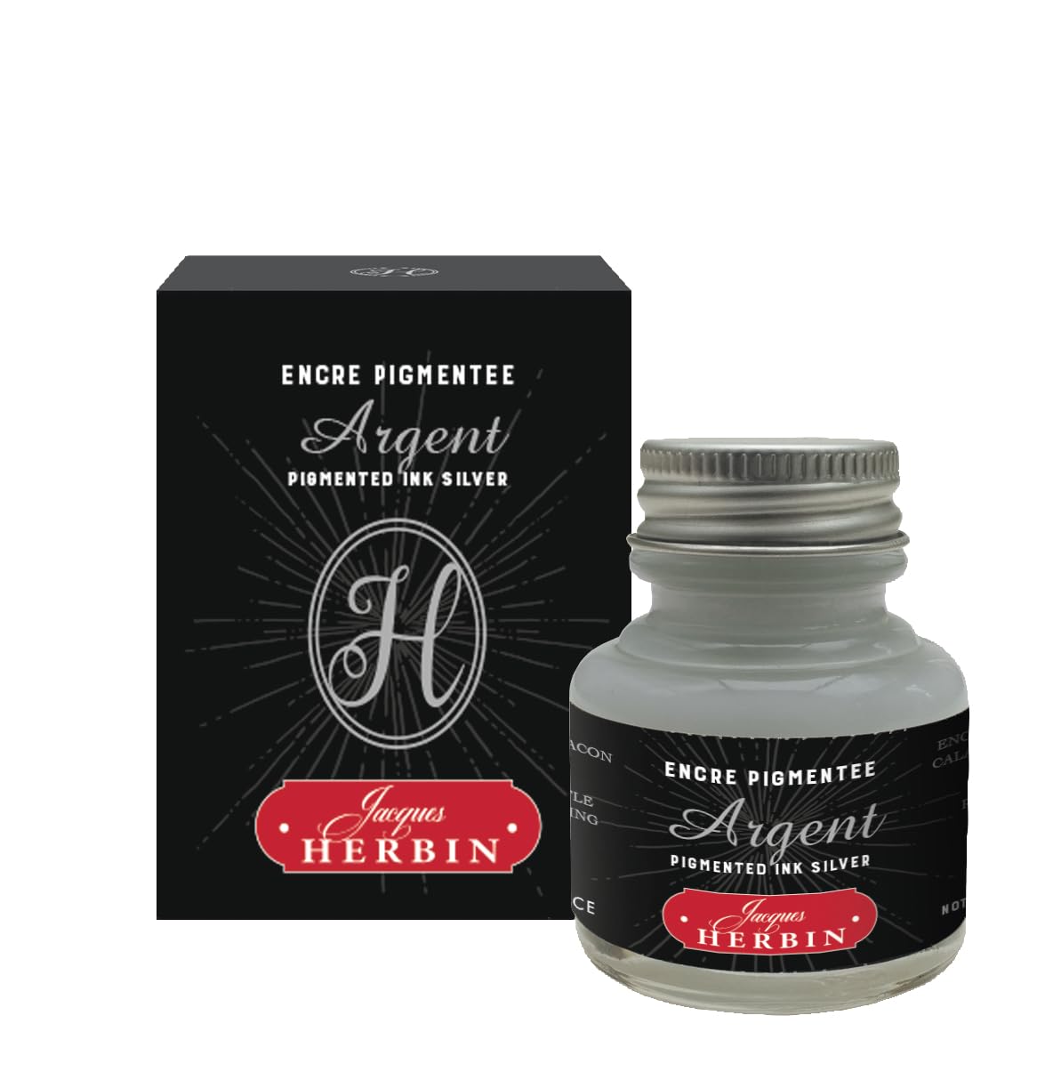 Jacques Herbin 13505T - Flacone Di Inchiostro Pigmentato Per Penna Stilografica 30 Ml, Argento-image