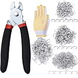 Hog Ring Pliers with 483Pcs 3/4" 1/2" 3/8" 1" Galvanized Hog Rings and Anti-Slip Gloves Perfect for