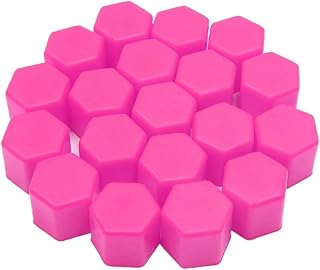 YUQIWANG(レインキのお店) 20 piezas de tapas for tornillos y tuercas de rueda de coche de goma de 15/17 mm, protección for buje, color negro, rojo, azul y morado, 7 colores(Pink 17mm)