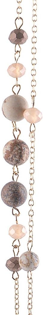 Rosemarie Collections Women's Double Chain with Glass Bead and Natural Stone Necklace, 46"+3.5" Extender - Image 4