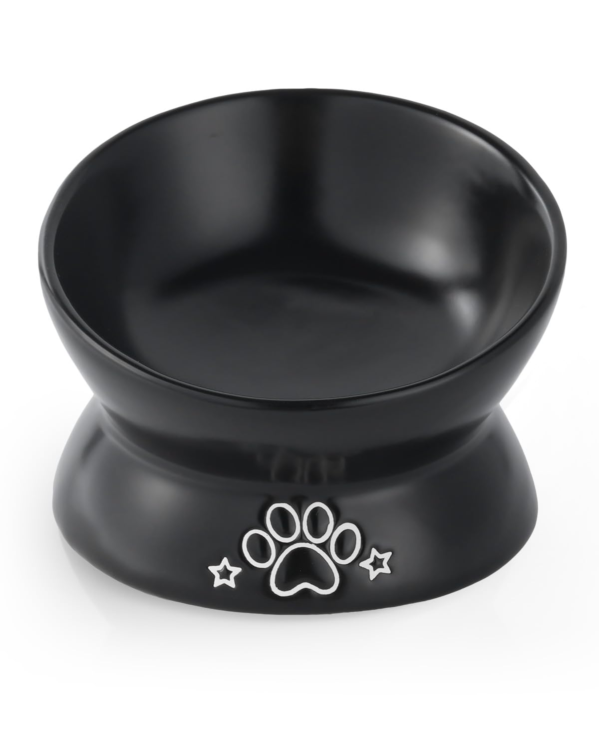 LoeJan Elevated Cat Food Bowl, 5 Oz Ceramic Raised and Tilted Pet Water Bowl, Anti Vomiting and Protect Pets' Spines Cat Dishes for Small Dog, Fat Faced Cat, Kitten (Black, 1 Pack) โ image 1