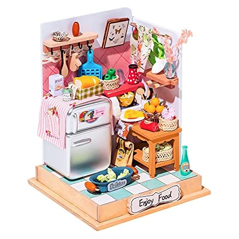 Rolife DIY Miniature House Kit 3D Wooden Dolls House Kits to Build for Teens Adults Doll House 1:24 Scale Craft Gifts, Taste Life Kitchen Cover