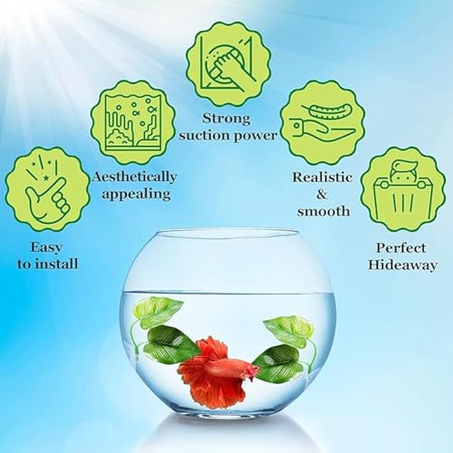 Image of SunGrow Betta Fish Leaf Hammock, Twin Leaf Design with Suction Cup, 2-Pack - Comfortable Resting, Breathing & Breeding Pads, Easy Install, Simulates Natural Habitat for Healthier Betta