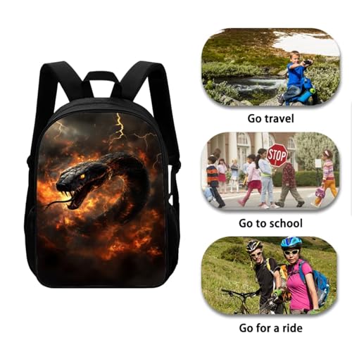 Ystardream Crazy Snake Bookbag for School Boys Backpack With Lunch Box Large Capacty School Backpack for Teens Children Elementary School Student,School Bag Set with Water Bottle Sleeve 17 inch3