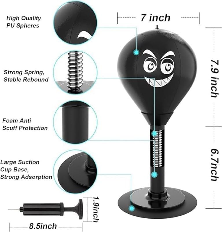 Image of Desktop Punching Bag, Boxing Bag- Punching Bag for Kids Stress Relief Ball with Stand Boxing Punch Ball, Focus Bags for Kids & Adults (Black)