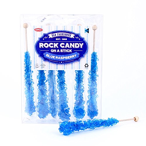 Extra Large Rock Candy Sticks: 6 Blue Raspberry Lollipop - Individually Wrapped Blue Rock Candy Sticks - Espeez Rock Candy Sticks for Candy Buffet, Birthdays, Weddings, Receptions and Baby Shower