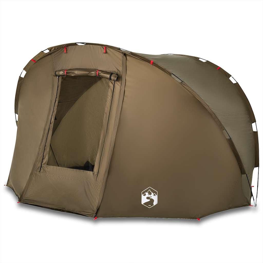 Tenda da pesca per 5 persone, verde oliva, impermeabile, poliestere 190T con rivestimento in poliuretano, 307 x 290 x 170 cm, facile da trasportare con custodia, ideale per campeggio e attività
