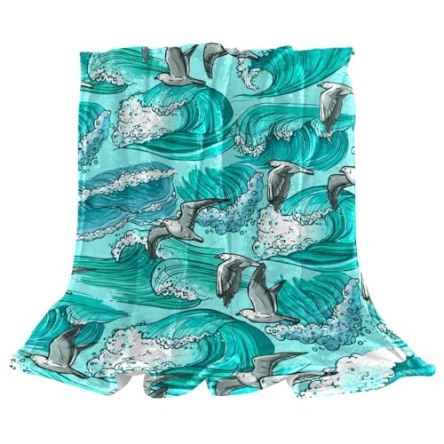 Couverture polaire oiseaux bleue plaid en microfibre douce haut de gamme - 2