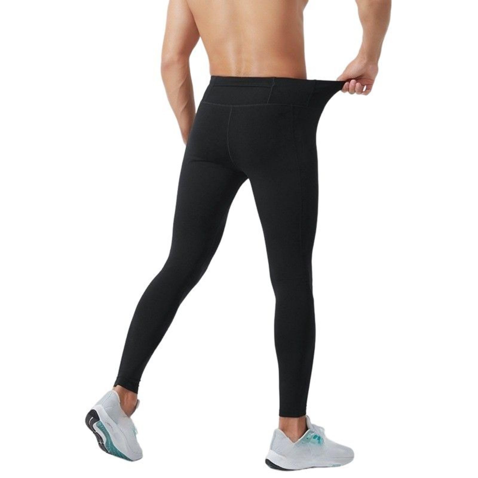 Wayonge Men's Outdoor Running Sweatpants Quick Dry Compression Leggings for Basketball Running (X-Large,Black with Fleece-Lined Models)