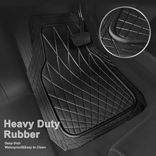 CAR PASS - Lot de 3 tapis de sol en caoutchouc résistants pour voiture, imperméables, universels, s’ajustant au contour de la voiture, pour tous les temps, pour SUV, camion et berline, tapis de sol de