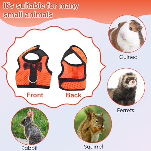 Image of Guinea Pig Harness and Leash,2packs Guinea Pig Clothes Baby Ferret Rats Hamster Soft Mesh Harness Leash for Decoration,Hamster Harness can be Adjusted to Any Size. (Blue + Orange)