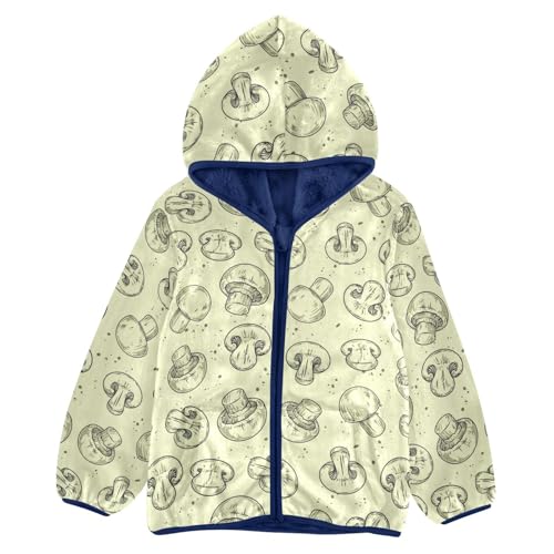 Whole and Sliced Fresh Champignons Girls Fleece Jacket Girls Fall Jacket Girls Zip Up Hoodie Girls Sherpa Jacket 2-10T