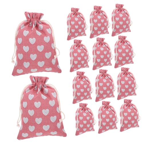 Bolsas de tela Lurrose de algodón premium con diseño de corazones rosados 2