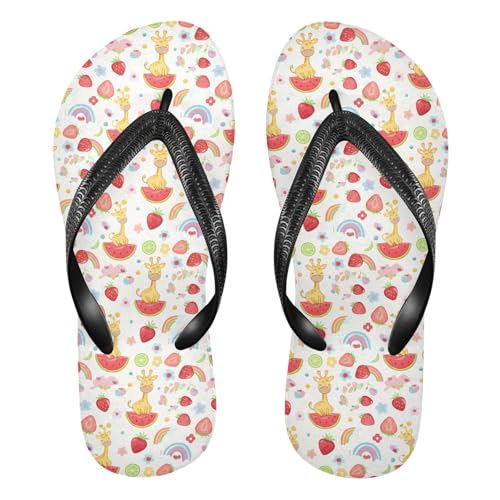 Cute Giraffes Watermelon Flip Flop Beach Summer Casual Sandal for Women & Men Shower Shoes 20861946