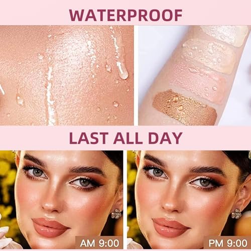 TBeautfave Liquid Highlighter Makeup Stick, Liquid Blush Highlighters Makeup Glitter Eyeshadow, Liquid Contour Body Shimmer Finish Long Lasting Natural-Looking Waterproof Face Body Glow Makeup - Image 6