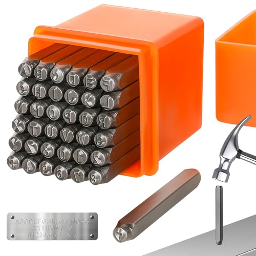37 Pièces Poincon Metal a Frapper Lettres et Chiffres à Frapper 3mm, A-Z 0-9 et Symboles Lettre a Frapper Metal, pour Poinconner/Perforer Le Metal, Les...