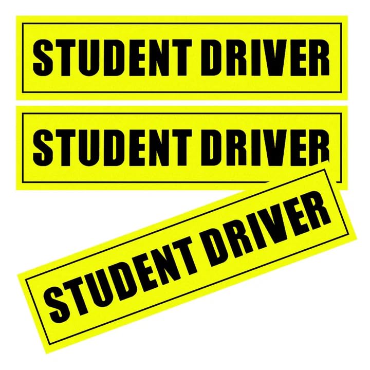 3PCS New Driver Car Magnet, Reflective Removable Safety Sign, All-Weather Car Rookie Bumper Sticker for New Drivers, Universal Auto Accessory (Yellow)