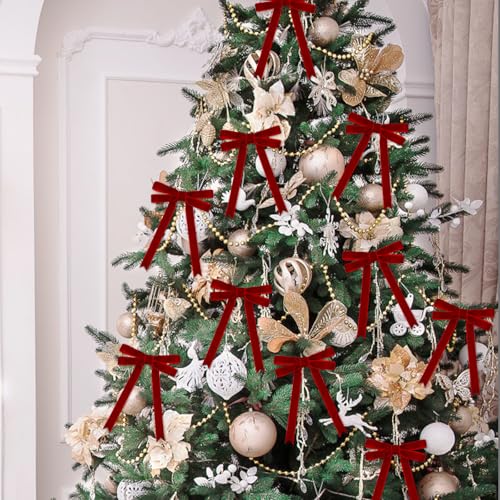 Image of Tsorode 10 Yards Red Velvet Ribbon for Christmas Tree,5 /8 Inch