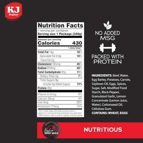 Image of KJ Poultry Kosher Ready Meals - Beef Rib Steak & Kugel, MRE Meat Meals Ready to Eat, Shabbos Food (2 Pack) Prepared Entree Fully Cooked, Shelf Stable Microwave Dinner Travel Military Camping Survival