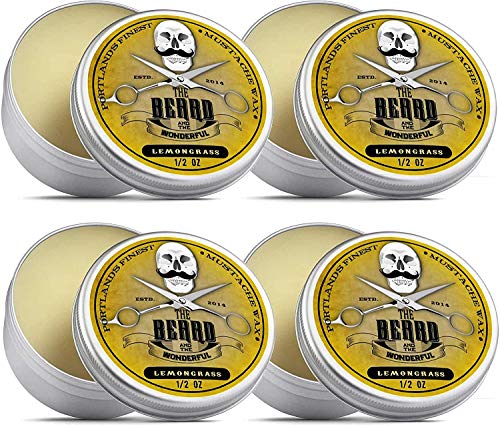 Hierba de Limón Fuerte Bigote Cera 4 Pack x15ml (30% Ahorro). Premium Solution para Bigote & Barba Estilismo Twists, Puntos, Twizzles & Rizos - The Beard And The Wonderful