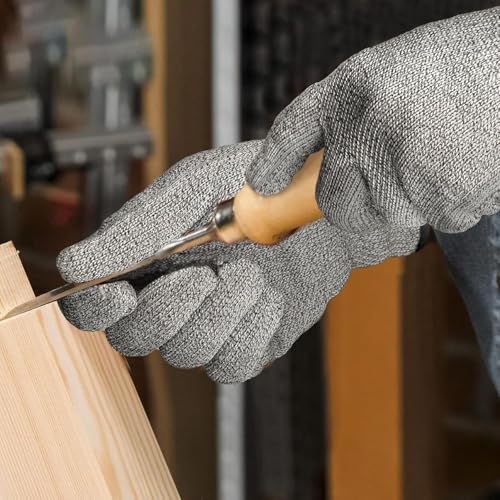 Image of TEKCOOL Safety Industrial Gloves Anti Cut Resistant Level 5 Protection with Elastic Hand Fitting Heavy Duty Working Gloves (Free Size, Grey, 1 Pair)