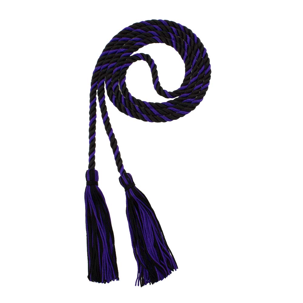 Tassel Depot Graduation Honor Cord - Black/Purple - Every School Color Available - Made In Usa