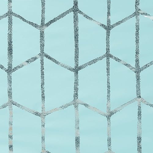 Intelligent Design Blackout Curtain, Light Blocking, 50x63 Aqua/Silver - image 4