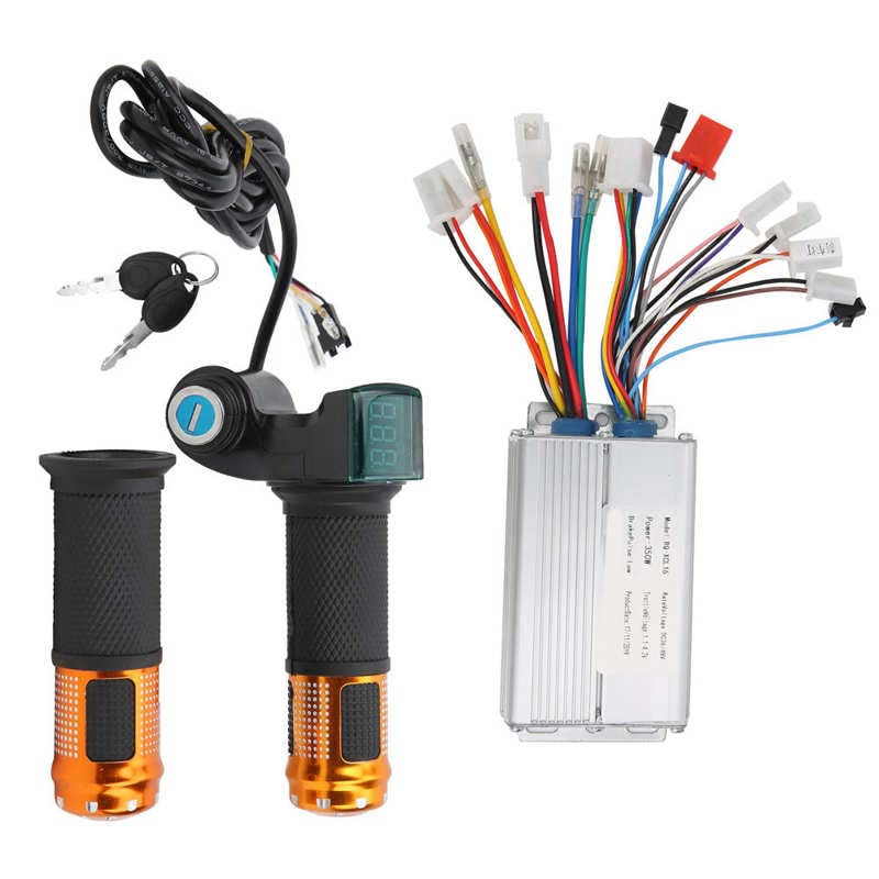 Regulador Patinete Electrico 3 6V 48V 350W Controlador de bicicleta eléctrica sin escobillas Apreta del acelerador universal Número de controlador sin escobillas Agarra del acelerador del acelerador C