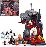Mattel Brick Shop Masters of the Universe Building Set, Clash at Snake Mountain with 636 Pieces and 12 Figures, Adult Collectors and Ages 13+