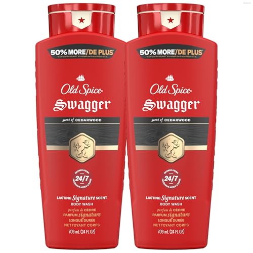 Image of Old Spice Body Wash for Men, 24 /7 Shower Fresh, Refreshing Clean with Moisturizing Formula, Long-Lasting Fragrance, Red Collection, Swagger with Lime + Cedarwood Scent, 24oz (Pack of 2)