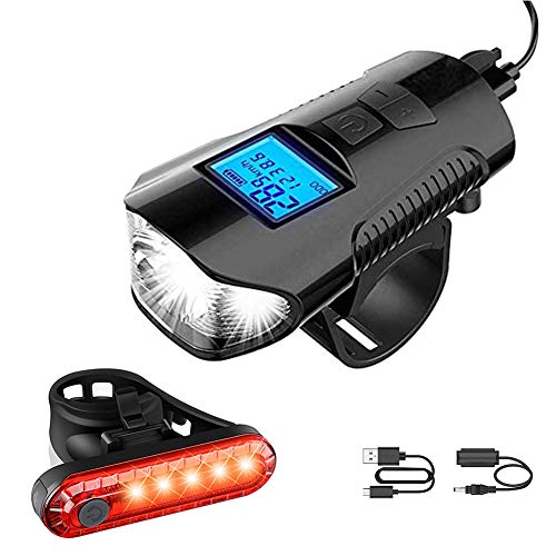 Ai Powered Bicycle Speedometer Review: Top Features and Benefits Unveiled 7 Bike Light Set with Horn and Speedometer Odometer, USB Rechargeable Bicycle Headlight and Tail Light, Fits All Mountain & Road Bike