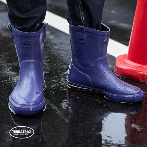 Image of Men's Mid-Calf Waterproof Rain Boots, Wide Calf & Slip-Resistant Rubber Work Boots for Unisex, Garden, Farm, Fishing Shoes All-Weather
