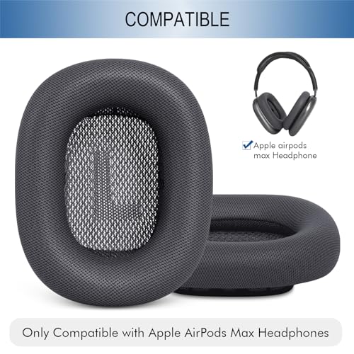 GEVO Upgraded Ear Cushions Replacement Earpads for Apple AirPods Max Headphones, Protein Leather Ear Pads Cover with Memory Foam and Magnet for AirPods Max (Space Gray)